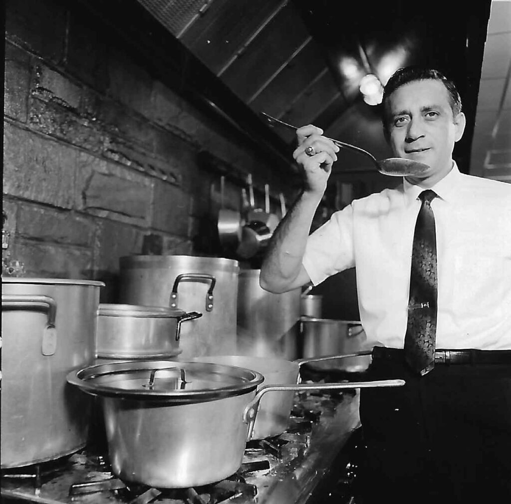 Lou sampling sauce Lou Sr. sampling sauce